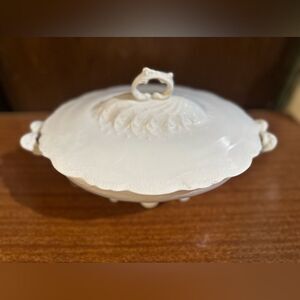 Elegant Cream Excelsior Porcelain Serving Dish